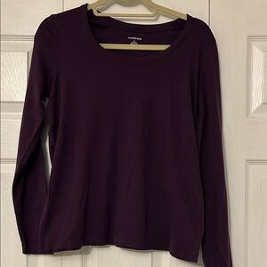 Lands' End Women's Long-Sleeve Scoop Neck Top - Plum